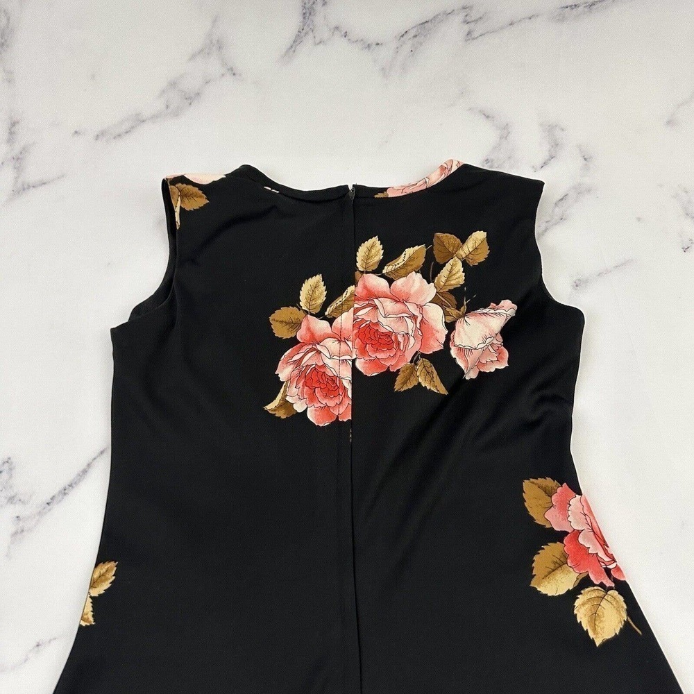Mister Robert Womens Vintage Maxi Dress M Black Pink Rose Floral High Neck 70s - Picture 8 of 10